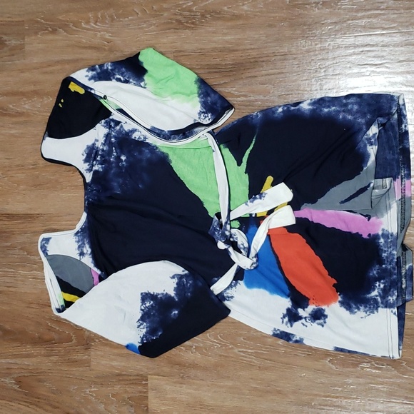 (S) Xception Abstract Art Deco Cutout Sleeves Tunic Colorful Modern Contemporary - Picture 9 of 9